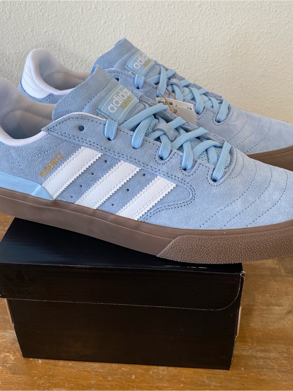 Adidas Busenitz Vulc II Light Blue Suede Gum Skateboarding Shoe - Size 9.5